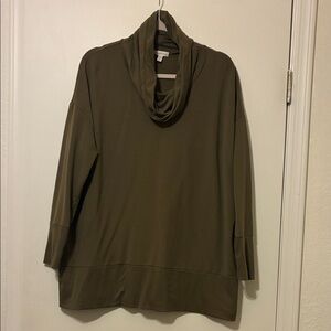 Garnet Hill Deep Olive Cowl Neck Sweater